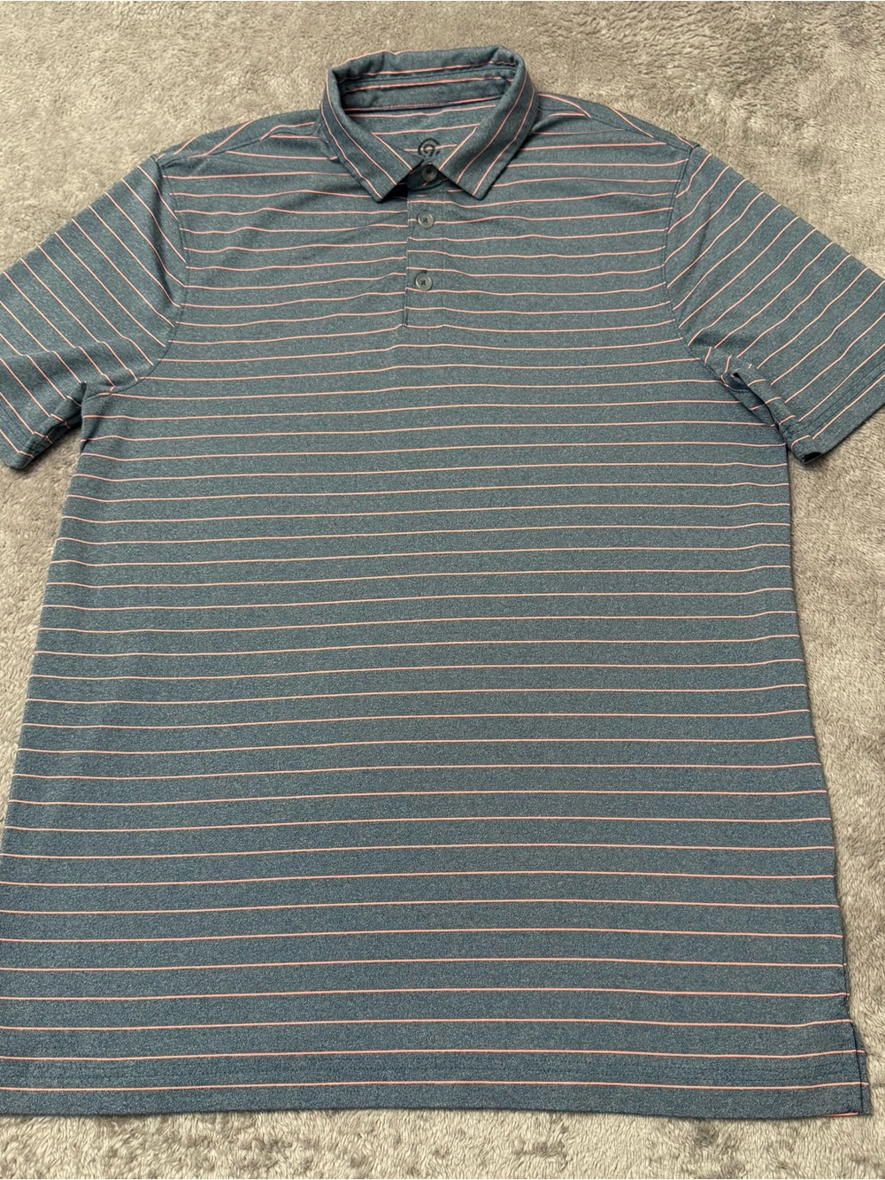 Champion Men's Teal Polo with Pink Stripes